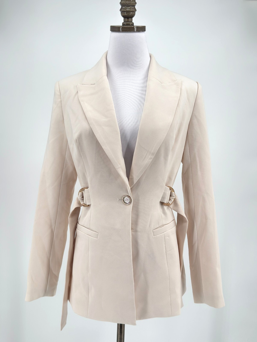 Gary Wood Ivory Structured Single Button Tailored Blazer Jacket Sz S NEW